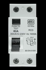 MK 80 AMP 30mA DOUBLE POLE RCD TYPE AC K5780S SENTRY