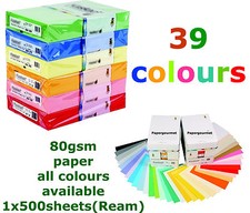 A4 Coloured Paper Reams, 80gsm Paper & 160gsm Card- (40 Colours to Choose From) 