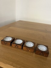 Handmade Wooden  4 Elements Elementals Tealight Candle Holder Altar Ritual