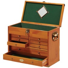 8 Drawer Tool Cabinet Wooden Style Storage Chest Portable DIY Workshop Equipment