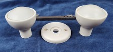 Pair of Reclaimed Off White Round Bakelite Door Knobs, with back plate - multi