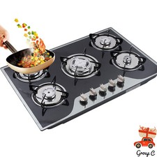 5 Burner Gas Stove Cast Iron Gas Hob Burner Cooker LPG NG gas Hob Cooktop uk