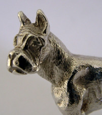 GOOD SIZED 80g ENGLISH CAST STERLING SILVER BOXER DOG FIGURE 1971 ANIMAL 2 inch