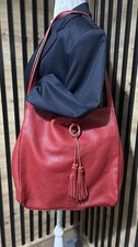 RED Vintage Y2K Real Leather Soft Large Tote Shoulder Hobo Shoulder Bucket Bag