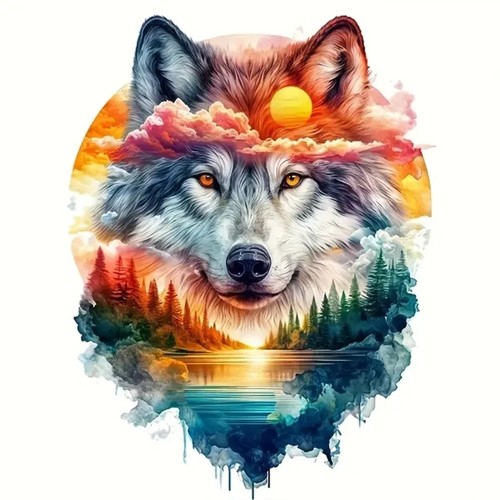 Colourful wolf sticker - 3d,