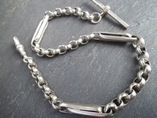 Antique Silver Plated Fancy Link Albert Pocket Watch Chain  28.5cm  11.25"  Long