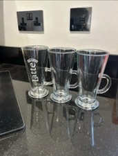 3 x Tall Latte Glasses Coffee