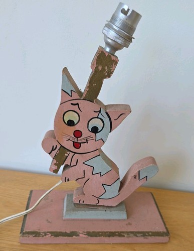 Vintage french pink cat - vintage, lamp