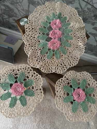 Three vintage beige cotton - three,