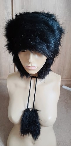 Black faux fur - , cossack