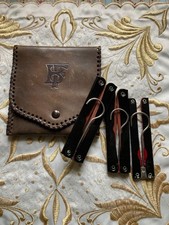 Antique Leather Pouch with Three Travelling Folding Coat Hangers