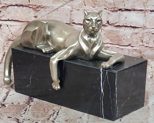 Bronze cubist panther statue - panther,