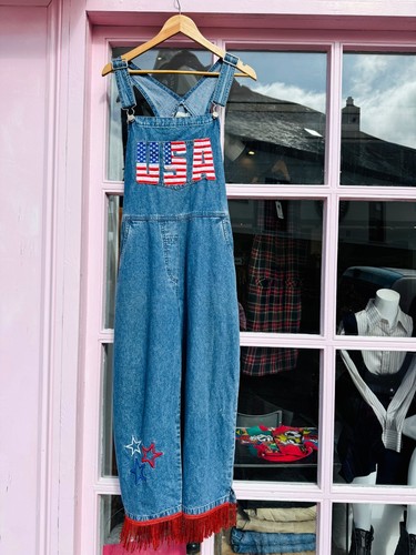 Vintage blue denim usa fringed - usa,