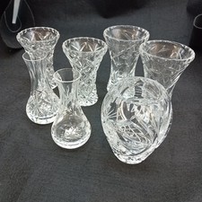 CRYSTAL AND GLASS VASES BUNDLE Decorative Job Lot of small vases x7
