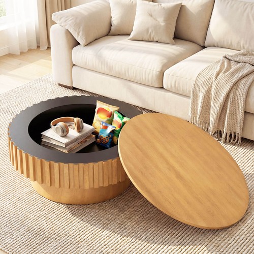 Round coffee table with - coffee,
