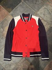 Vintage Fila White Line Bomber Varsity Jacket Red Size Small