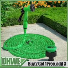 100FT Expandable Garden Hose Pipe Anti Kink With 7 Function Water Spray Gun Hose