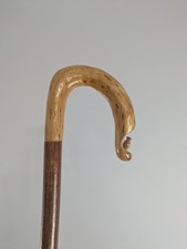 Vintage Shepherds Crook Walking Stick Wooden Carved Handle Unusual 123cm (49")