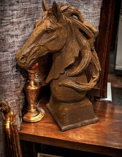 Large cast iron horse - iron, head