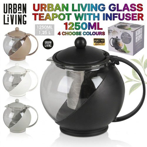 1250ml glass teapot steel - 1250ml, &