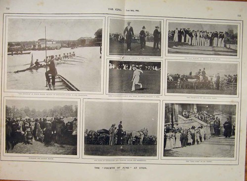 Old antique print eton boat - old,
