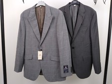 M&S 2Pcs Set Size 40" Long Suit Jacket Set Alfred Brown Wool Rich Check NEW F2