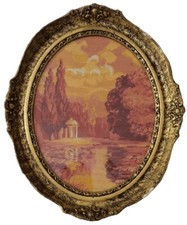Framed Wiehler Vintage handmade Gobelin - Autumn Lake