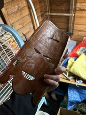 Vintage African Carved Wooden Tribal Wall Hanging Mask Face Head Sculpture Green