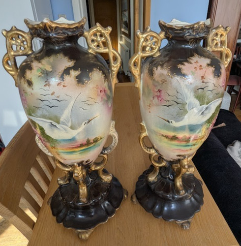 Pair vintage ornate ceramic - vintage,