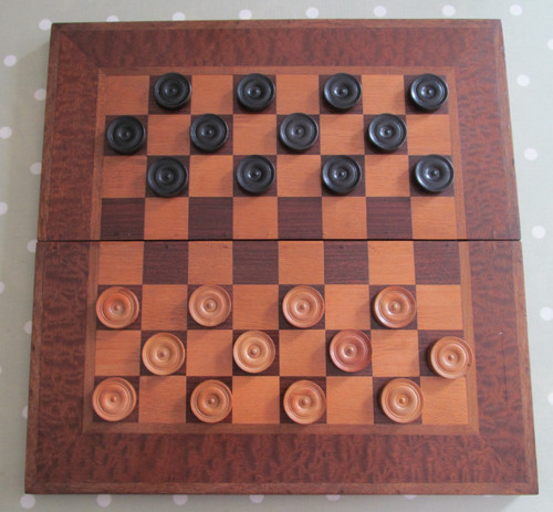 Vintage wooden draughts - vintage,