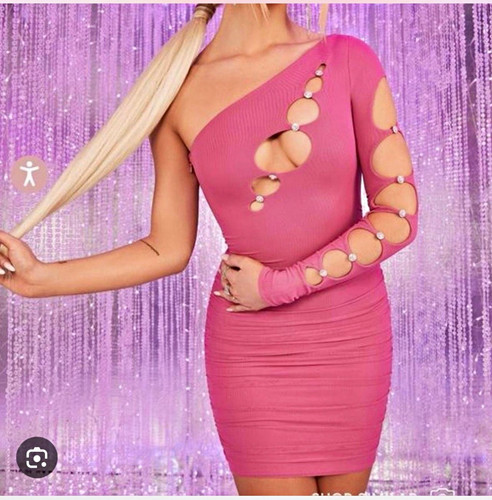 Polly pink one - shoulder, cut