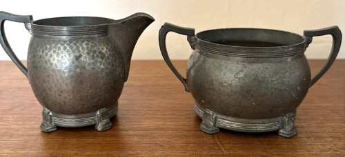 Vintage period pewter sugar - period,