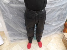 SPORTEX APOLLO BLACK LEATHER MOTORCYCLE TROUSERS: WAIST 40 INCH