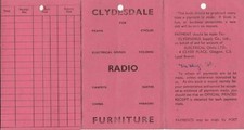 Clydesdale Radio Furniture 1949 Ecko Radio & Plug Account Instalments Card 40374