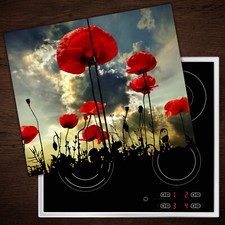 Glass Worktop Saver Ceramic Induction Hob Protector Cover Poppy field