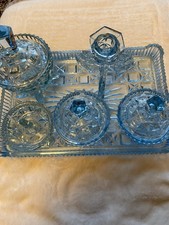 Vintage Blue Glass Art Deco