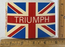Vintage Triumph Union Jack Flag Logo Decal Sticker Motorcycle Auto Car Racing UK