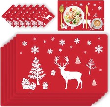 12pcs Christmas Dining Table Mats Set PVC Printing Placemats and Coasters UK