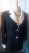 JACQUES VERT WOMENS JACKET BLACK IVORY SIZE 14