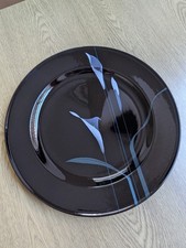 Mikasa Galleria Opus black dinner plates 28.5cm/11 1/4" Calla lily Japan superb 