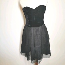 Tigerlily Strapless Mini Dress Size 8 Black Velvet Tulle Fairy Whimsygoth NWT