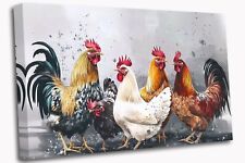 Rooster and Chickens Farmyard Bird  Canvas Print Wall Art Picture