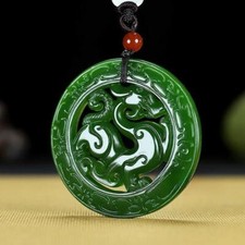 Jade Dragon Pendant Gemstones Natural Real Jewelry Green Talismans Necklace