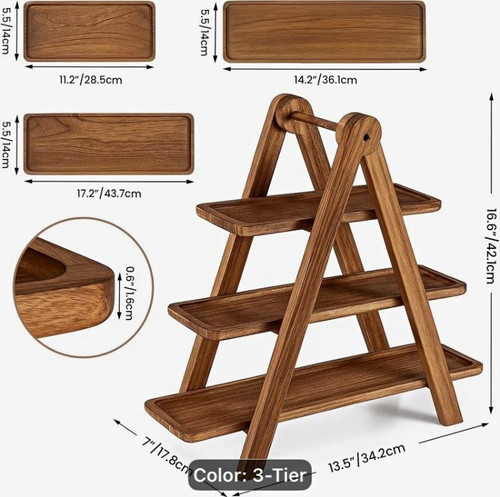 Tier wooden rectangular cake - tier,