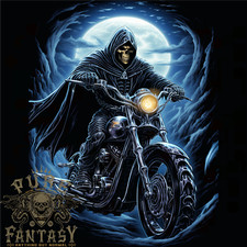 Skull Biker Motorcycle Motorbike Grim Reaper 15 Mens T-Shirt 100% Cotton