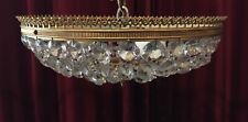 Antique Basket Chandelier - Brass/Crystal - 37cm Diameter - French/Spanish. (p)