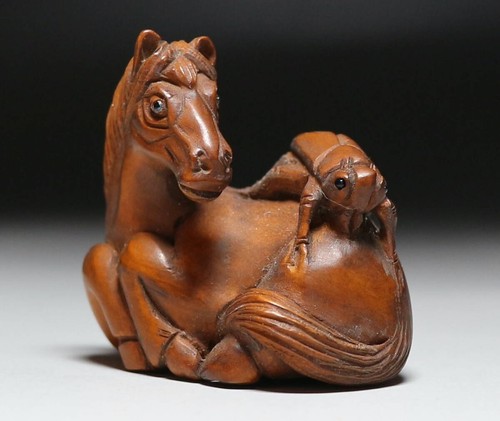 Antique japanese netsuke horse - japanese,