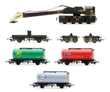 HORNBY 'OO' GAUGE BR 75 TON BREAKDOWN CRANE & 3X TANK WAGONS *WEATHERED*