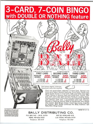Bally bali card - bally, bingo