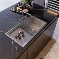 Premium Handmade Brushed Stainless Steel Kitchen Sink - Single Bowl with Drainer